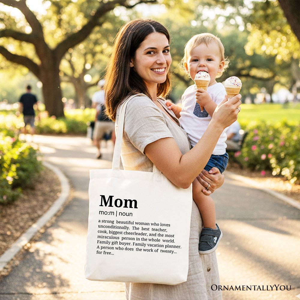 Mom Definition Canvas Tote Bag, Funny Mothers Day Gift Shopper