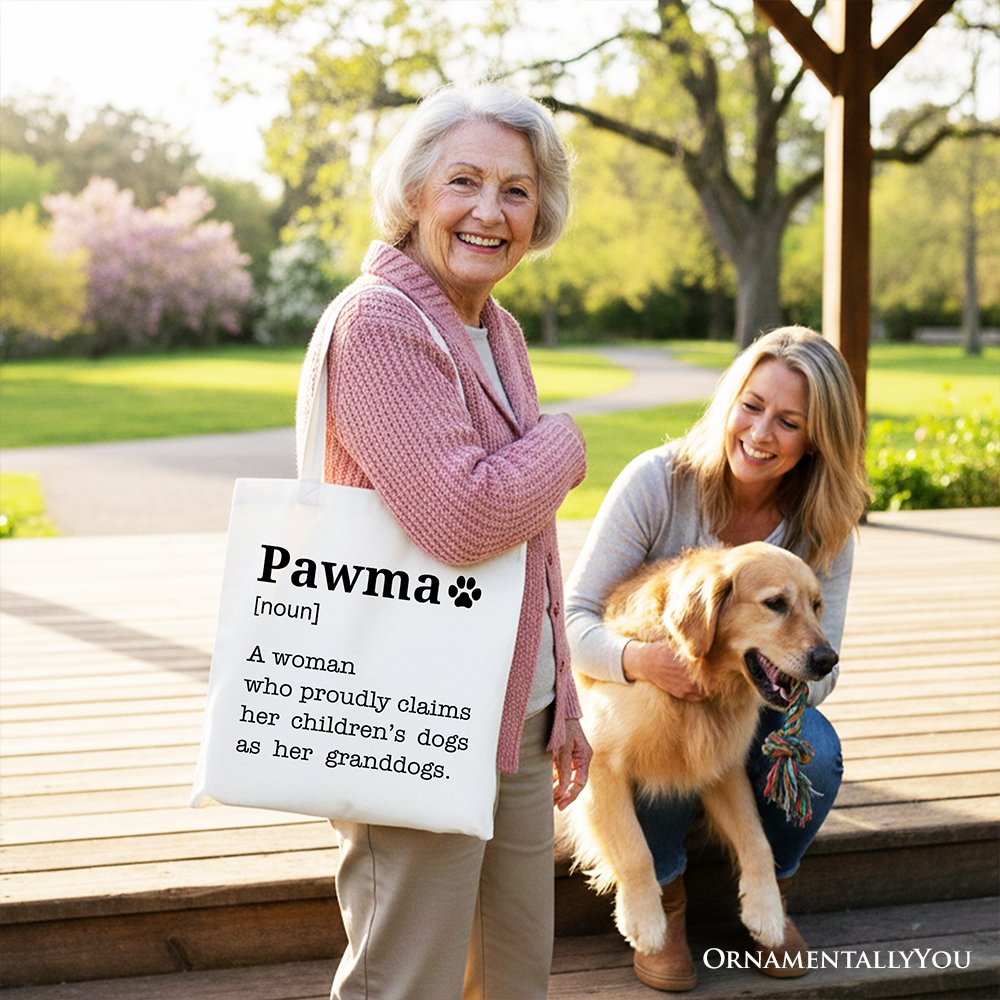Pawma Definition Canvas Tote Bag, Funny Dog Lovers Mom Gift Shopper