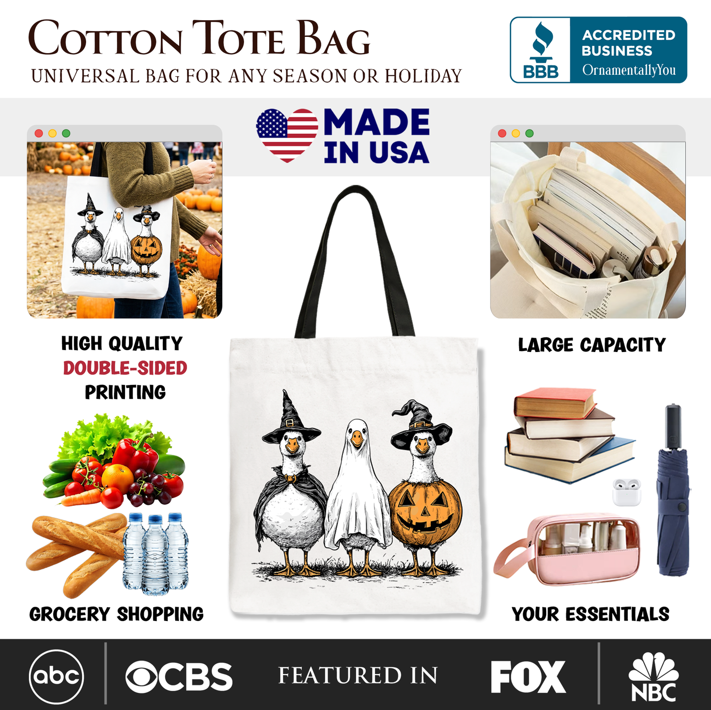 Haunting Honkers Goose Tote Bag, Funny Halloween Costumes Gift Shopper