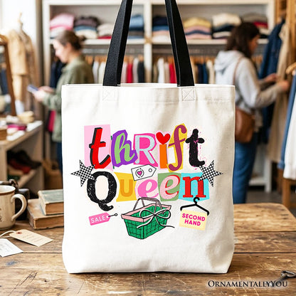 Thrift Queen Tote Bag, Colorful Second Hand Shopping Gift Shopper