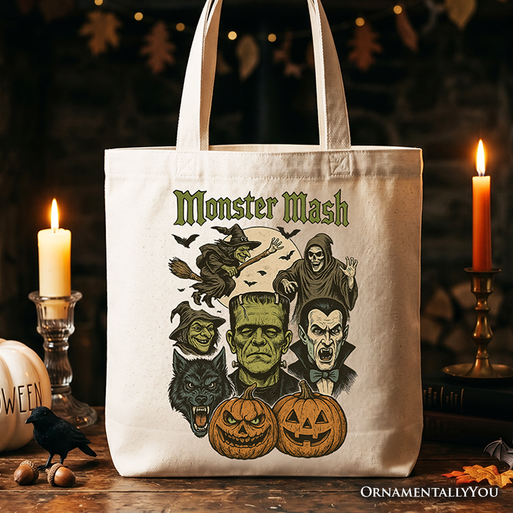 Monster Mash Classic Tote Bag, Halloween Monsters Gift Shopper for The Spooky Season