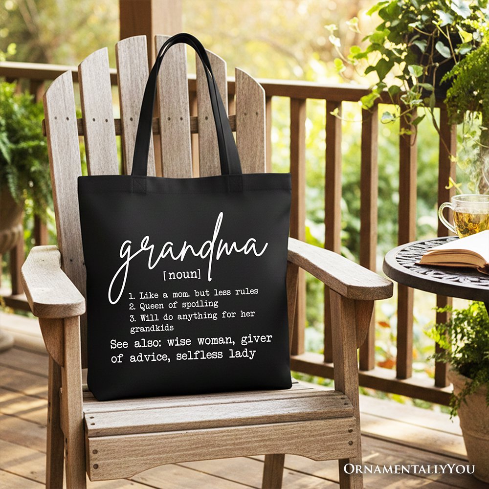 Grandma Definition Canvas Tote Bag, Funny Gift Shopper for Nana