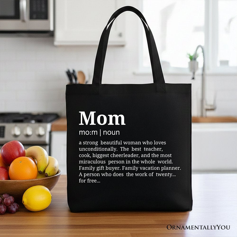 Mom Definition Canvas Tote Bag, Funny Mothers Day Gift Shopper