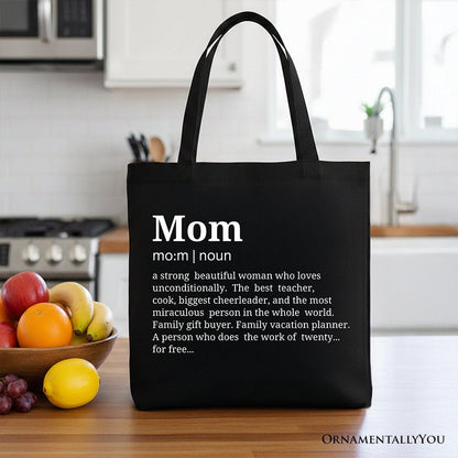 Mom Definition Canvas Tote Bag, Funny Mothers Day Gift Shopper