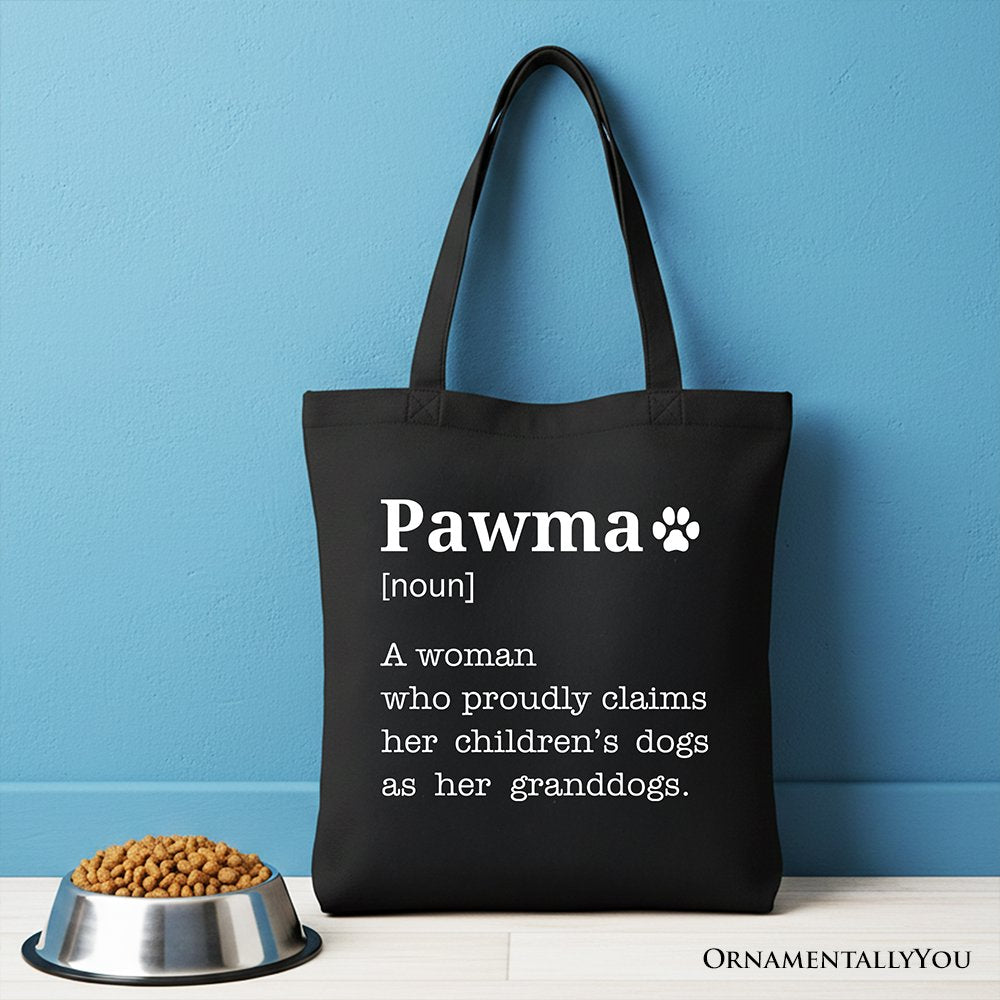 Pawma Definition Canvas Tote Bag, Funny Dog Lovers Mom Gift Shopper