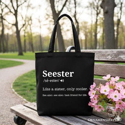 Seester Definition Canvas Tote Bag, Funny Gift Shopper for Cool and Close Sisters