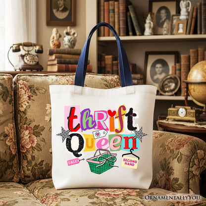 Thrift Queen Tote Bag, Colorful Second Hand Shopping Gift Shopper