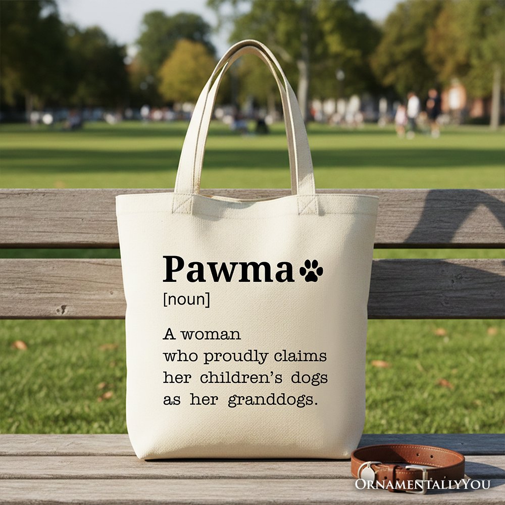 Pawma Definition Canvas Tote Bag, Funny Dog Lovers Mom Gift Shopper