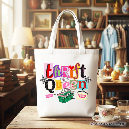 Thrift Queen Tote Bag, Colorful Second Hand Shopping Gift Shopper