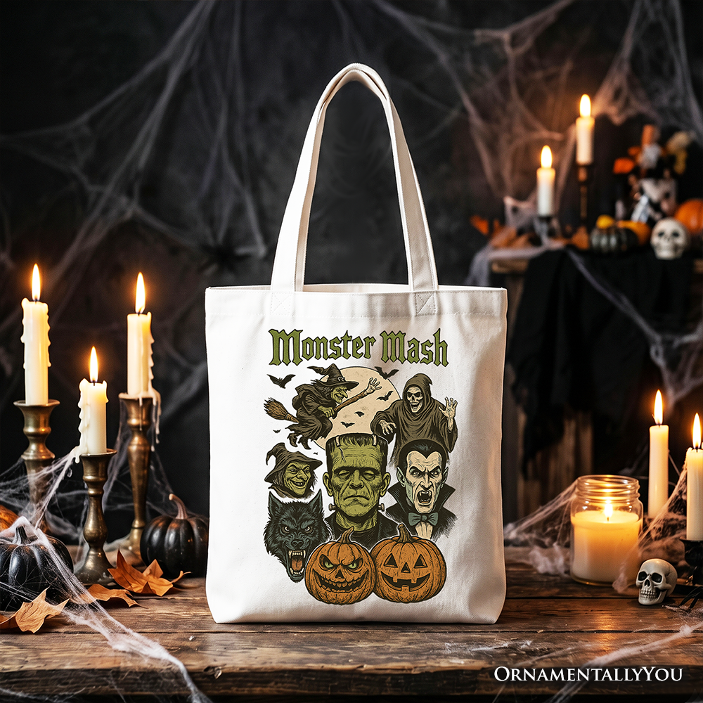 Monster Mash Classic Tote Bag, Halloween Monsters Gift Shopper for The Spooky Season