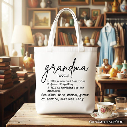 Grandma Definition Canvas Tote Bag, Funny Gift Shopper for Nana