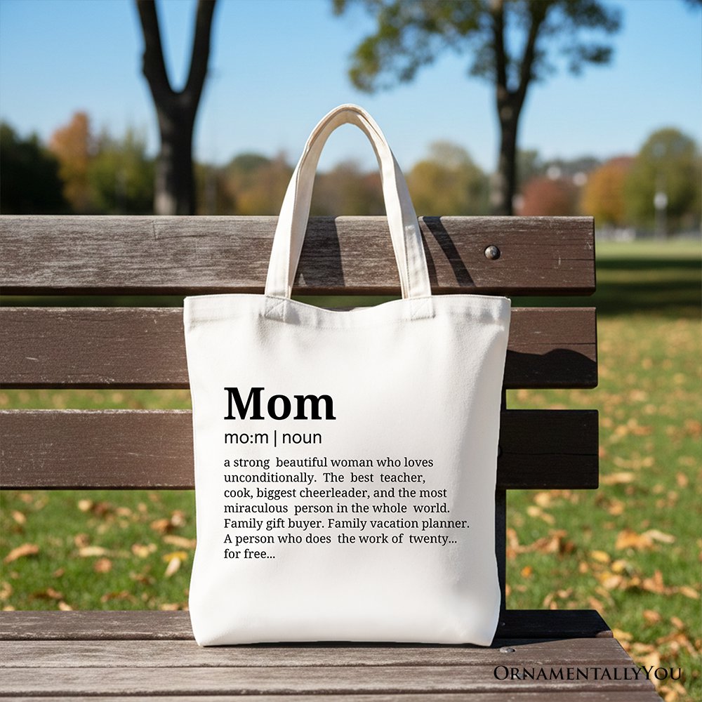 Mom Definition Canvas Tote Bag, Funny Mothers Day Gift Shopper