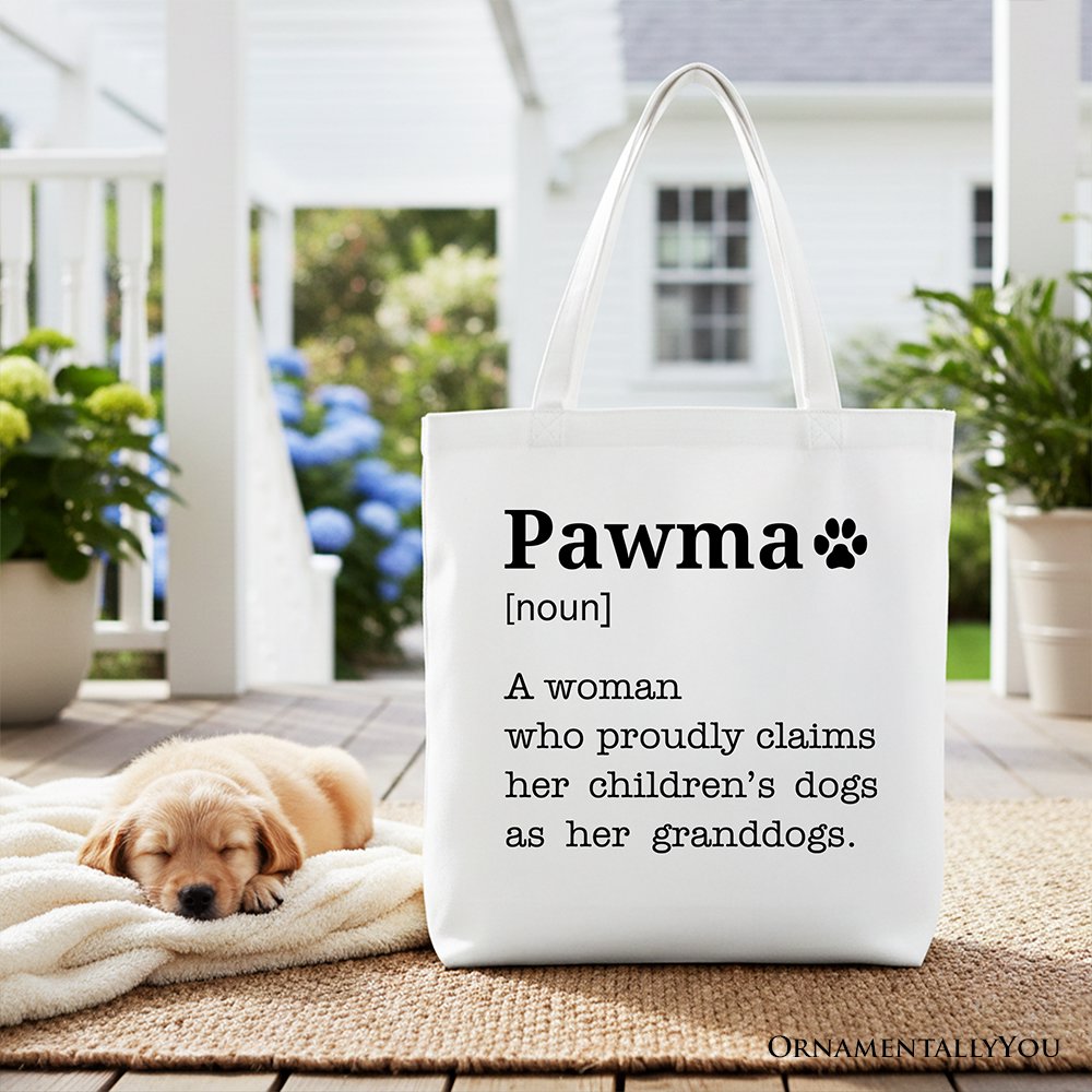 Pawma Definition Canvas Tote Bag, Funny Dog Lovers Mom Gift Shopper