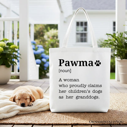 Pawma Definition Canvas Tote Bag, Funny Dog Lovers Mom Gift Shopper