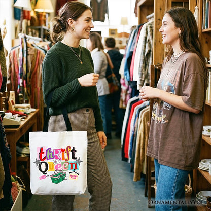 Thrift Queen Tote Bag, Colorful Second Hand Shopping Gift Shopper