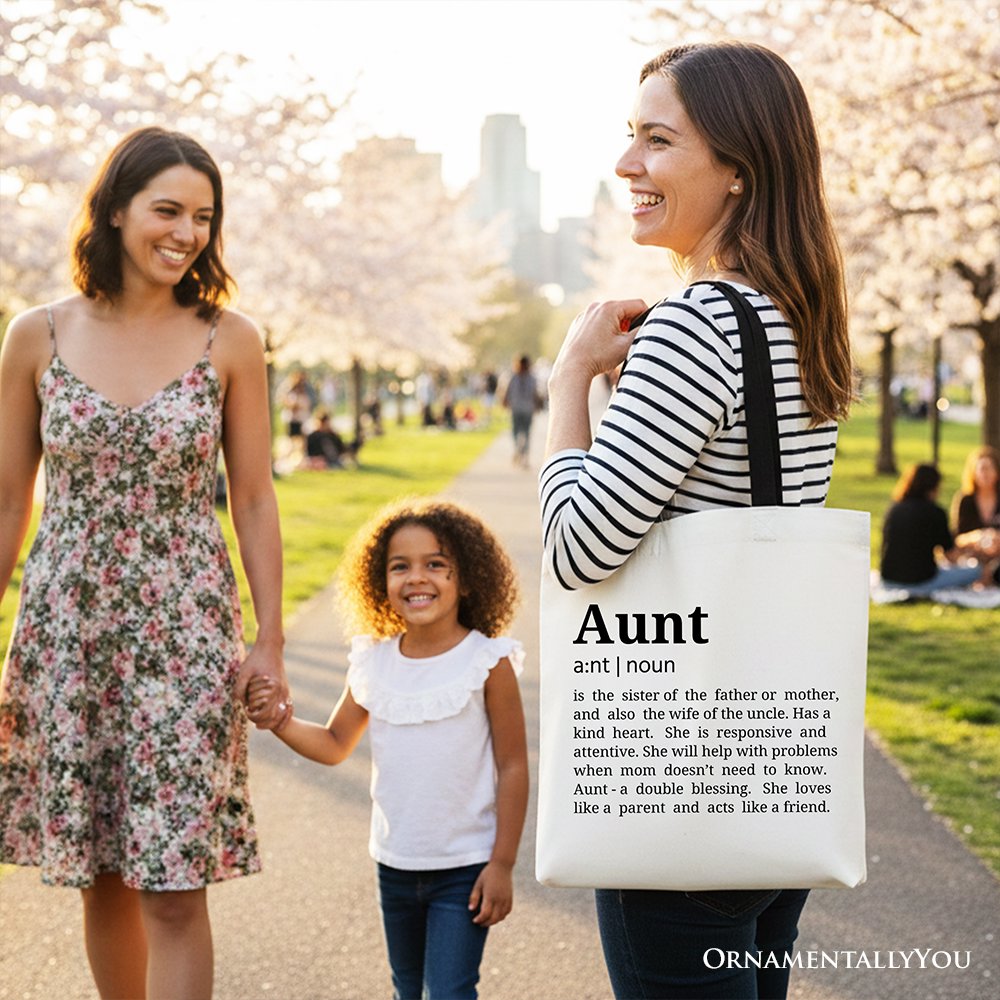 Aunt Definition Canvas Tote Bag, Funny Family Gift Shopper