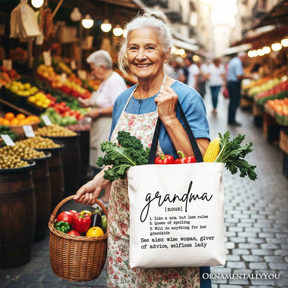 Grandma Definition Canvas Tote Bag, Funny Gift Shopper for Nana