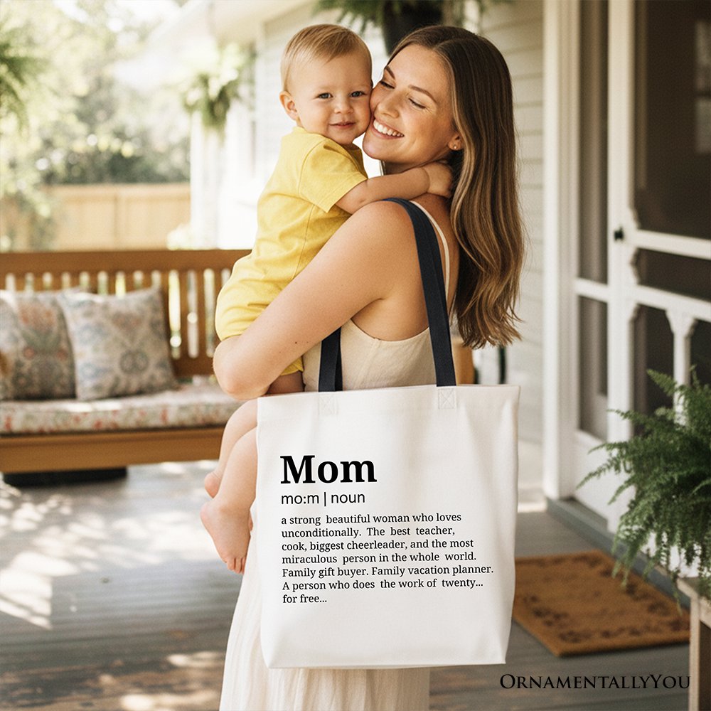 Mom Definition Canvas Tote Bag, Funny Mothers Day Gift Shopper