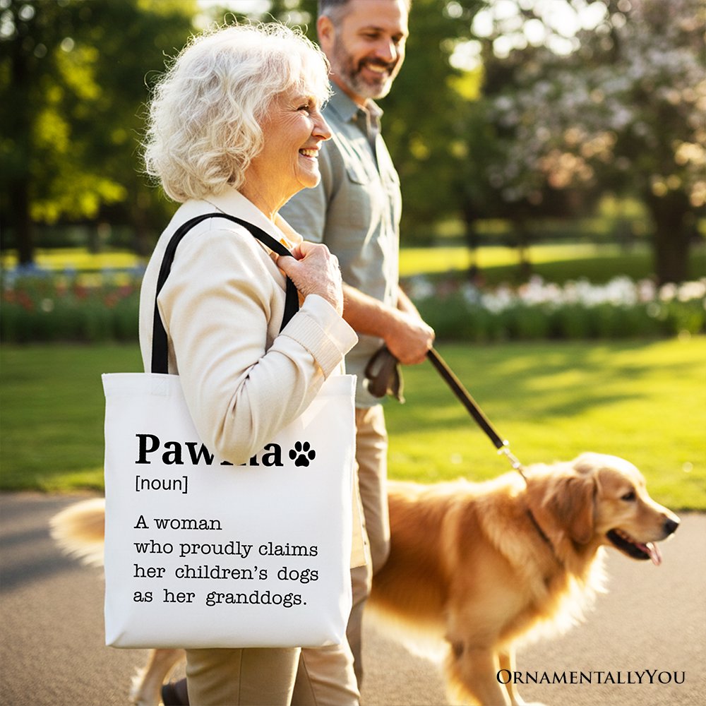 Pawma Definition Canvas Tote Bag, Funny Dog Lovers Mom Gift Shopper