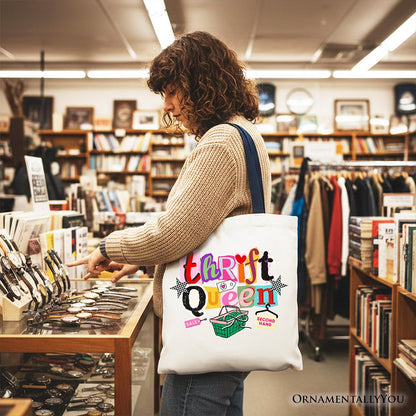 Thrift Queen Tote Bag, Colorful Second Hand Shopping Gift Shopper