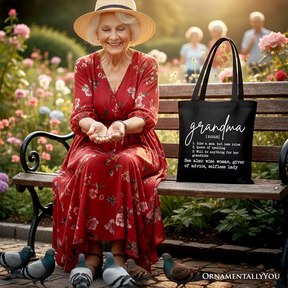Grandma Definition Canvas Tote Bag, Funny Gift Shopper for Nana
