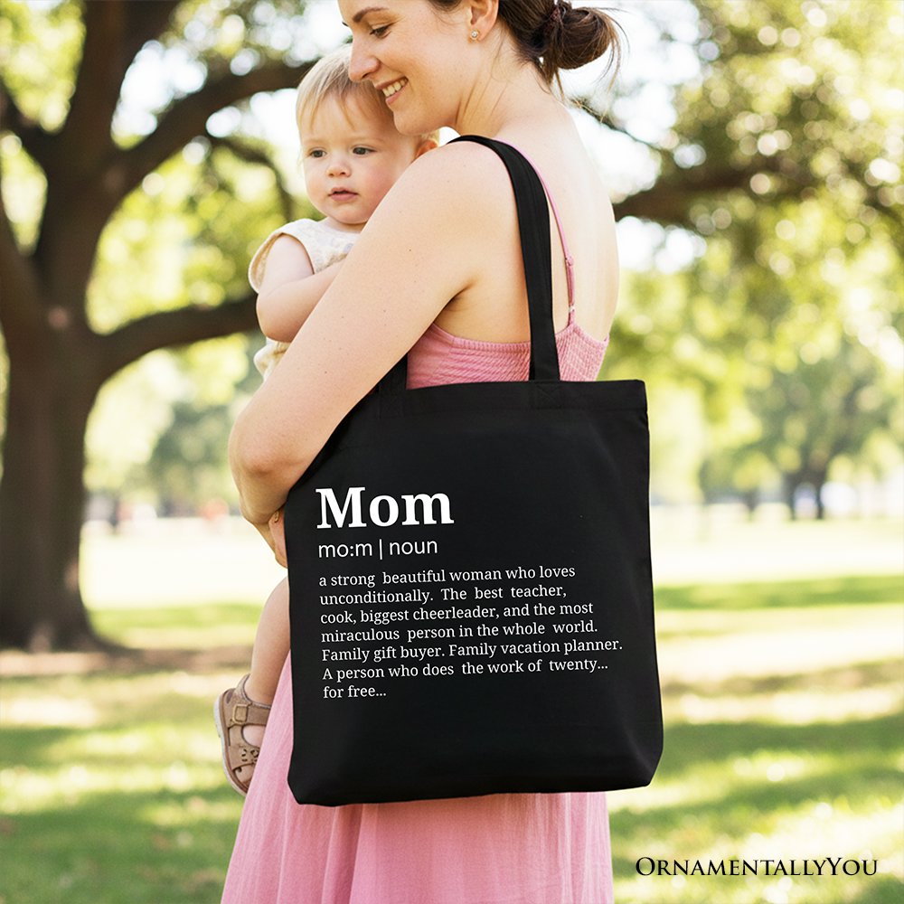 Mom Definition Canvas Tote Bag, Funny Mothers Day Gift Shopper