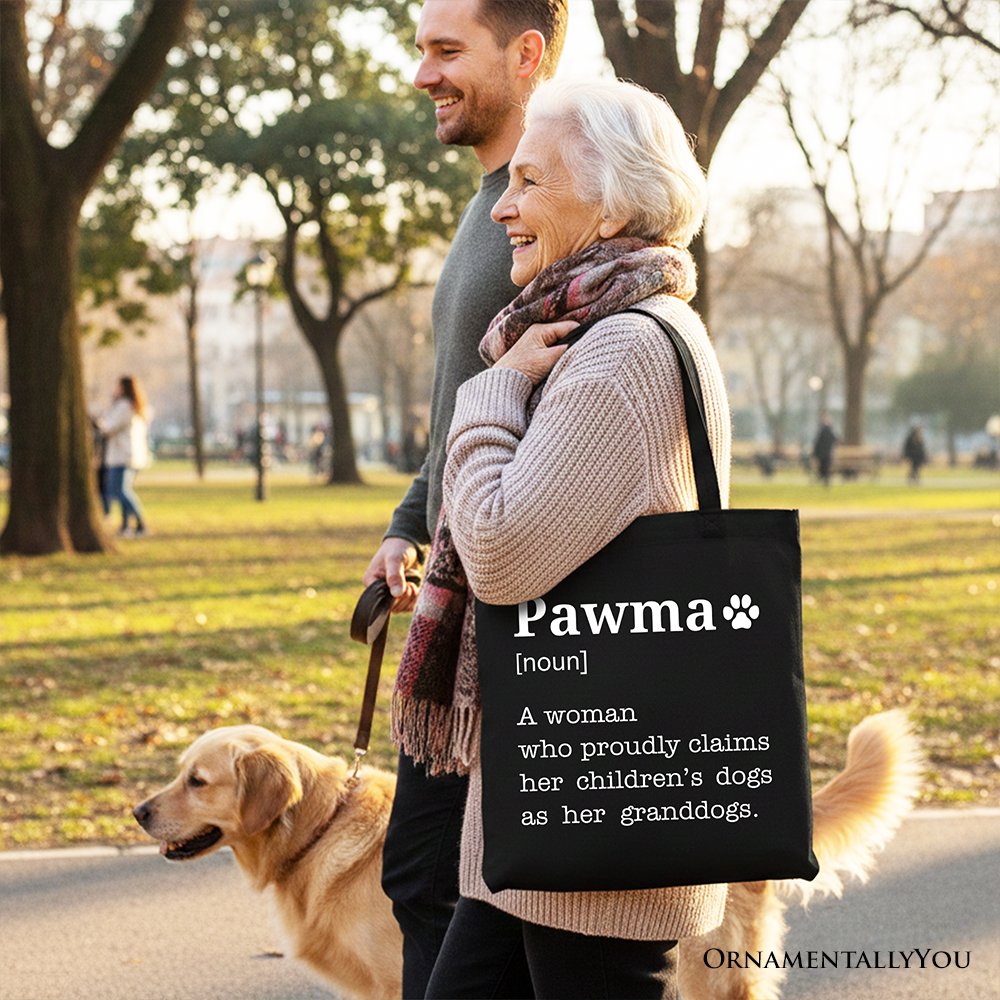 Pawma Definition Canvas Tote Bag, Funny Dog Lovers Mom Gift Shopper