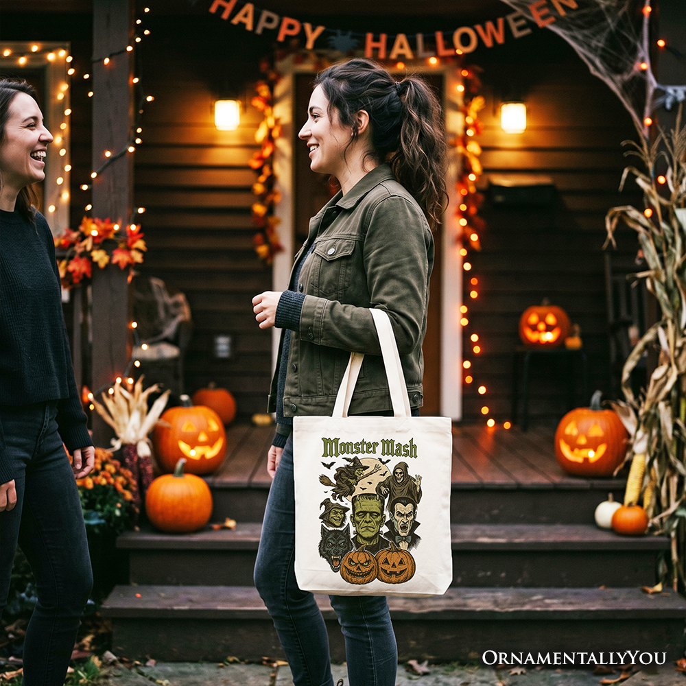 Monster Mash Classic Tote Bag, Halloween Monsters Gift Shopper for The Spooky Season