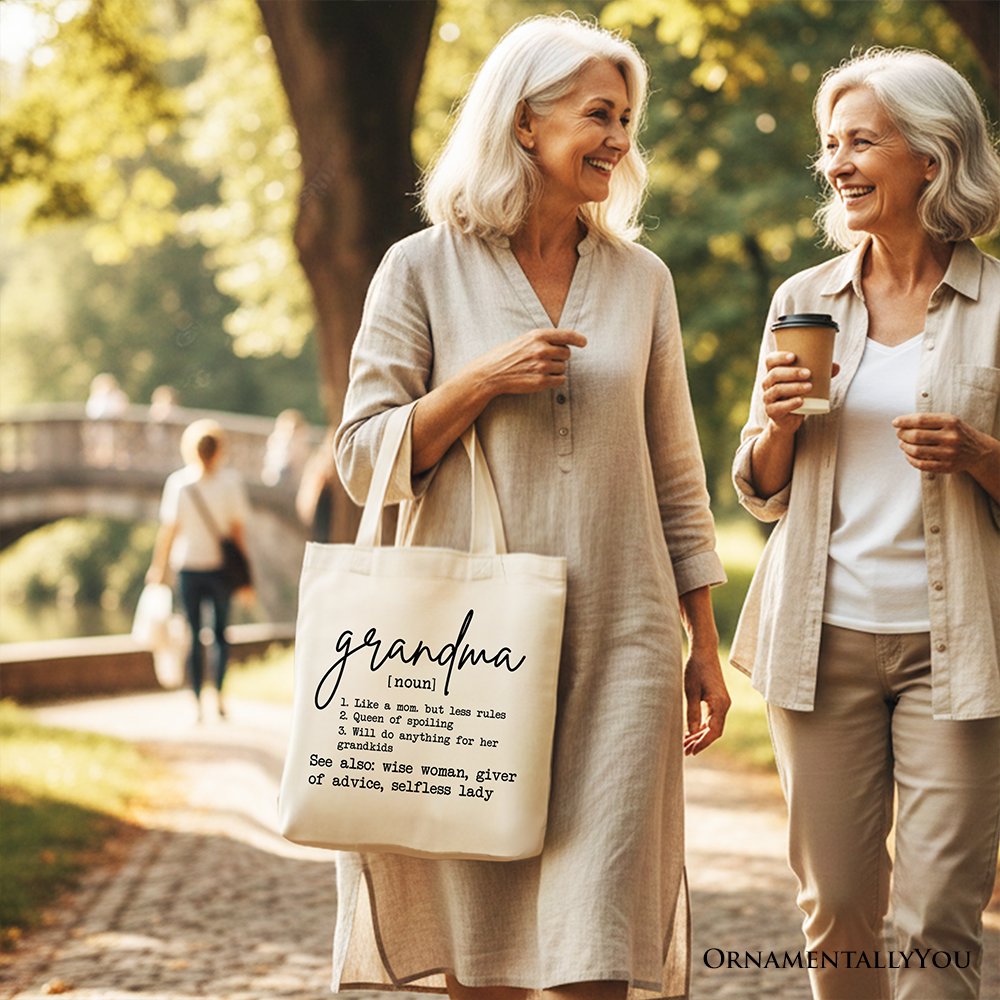 Grandma Definition Canvas Tote Bag, Funny Gift Shopper for Nana