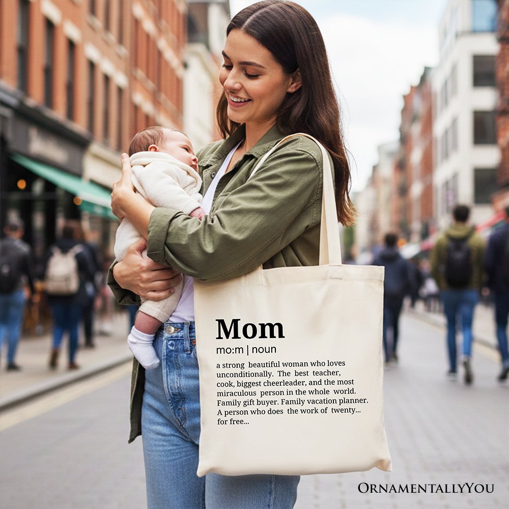 Mom Definition Canvas Tote Bag, Funny Mothers Day Gift Shopper
