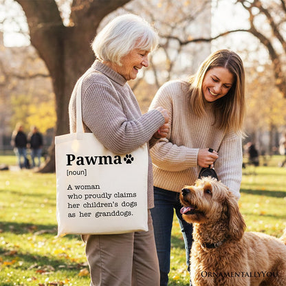 Pawma Definition Canvas Tote Bag, Funny Dog Lovers Mom Gift Shopper