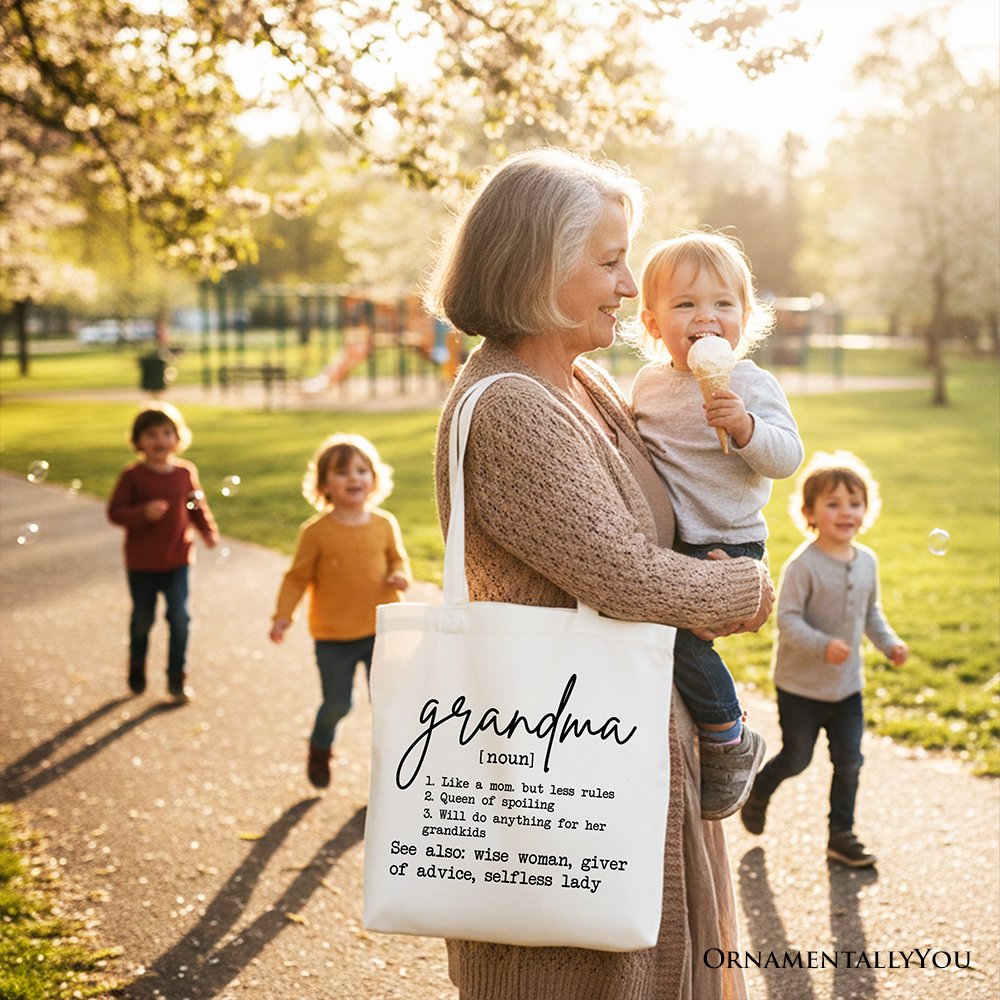 Grandma Definition Canvas Tote Bag, Funny Gift Shopper for Nana